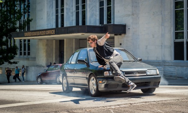 Baby (ANSEL ELGORT) is chased by the cops in Edgar Wright's "Baby Driver," in theaters Wednesday, June 28. (Photo: Wilson Webb, Tristar Pictures)