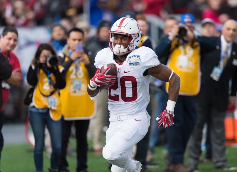 Senior running back Bryce Love (above) will be expected to continue the incredible rushing attack Stanford had under Christian McCaffrey.(DAVID BERNAL/isiphotos.com)