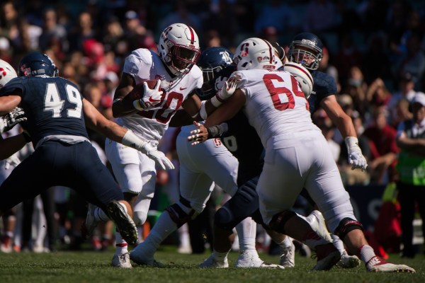 Junior running back Bryce Love (20, above) exploded from the start against Rice. He ended the game with 180 rushing yards on only 13 carries.(DON FERIA/isiphotos.com)