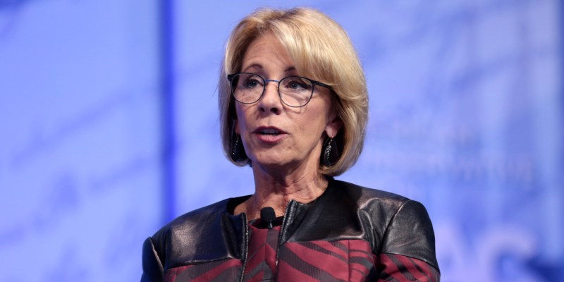 Betsy DeVos recently announced interim guidelines for Title IX on college campuses, rescinding Obama-era regulations (Courtesy of Wikimedia).
