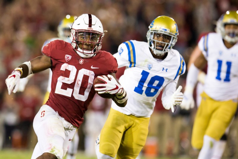 Junior running back Bryce Love continued his streak of games with a run of over 50 yards and burned the Utah Utes for 152 yards on 20 carries Saturday. Love remains the only rusher in the FBS with over 1,000 yards. SYLER PERALTA-RAMOS/The Stanford Daily