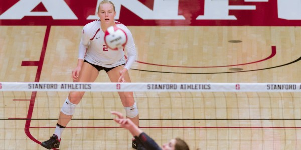 Sophomore setter, Kathryn Plummer lead the Cardinal’s weekend sweep in Oregon with a total of 30 kills.  (SYLER PERALTA-RAMOS/ The Stanford Daily)