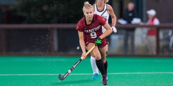 Katie Keyser scored the Cardinal's opening goal against the Aggies this weekend. This goal marks the senior's first score of the season. (KAREN AMBROSE HICKEY/Stanford Athletics)