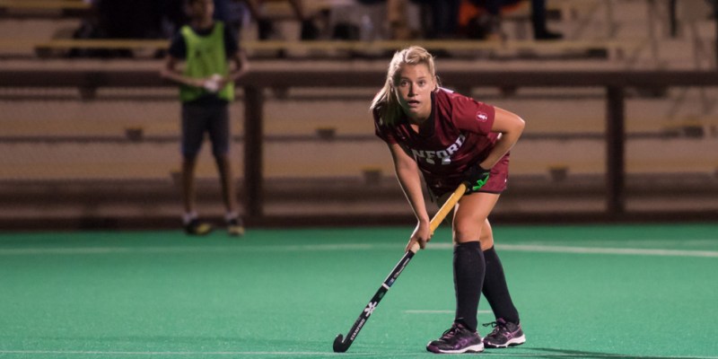 Senior attacker Marissa Cicione (above) led Stanford on senior night with two goals and two assists. The 6-2 win over UC Davis gave Stanford the West division crown.(KAREN AMBROSE HICKEY/isiphotos.com)