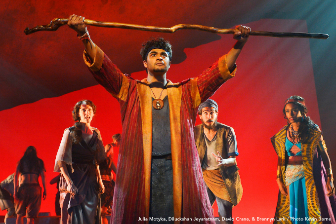 Julia Motyka, Diluckshan Jeyaratnam David Crane and Brennyn Lark in Theatreworks' "The Prince of Egypt." (Courtesy of Theatreworks)