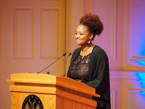 Tracy K. Smith speaking at the Library of Congress (Courtesy of Slowking4/ Wikimedia Commons).