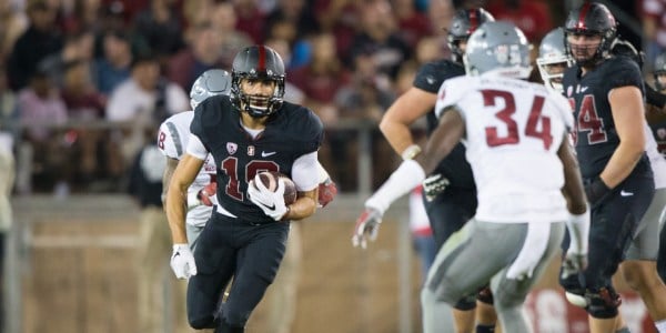 Junior wide receiver J.J. Arcega-Whiteside (left, above) had Stanford's only offensive touchdown in the Cardinal's blowout loss to Washington State in 2016.(AL CHANG/isiphotos.com)