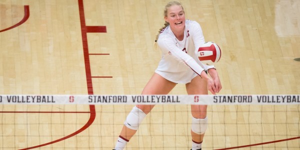 Sophomore Kathryn Plummer (above) led the Cardinal in the win against Oregon on Sunday with 14 kills. (AL CHANG/isiphotos.com)