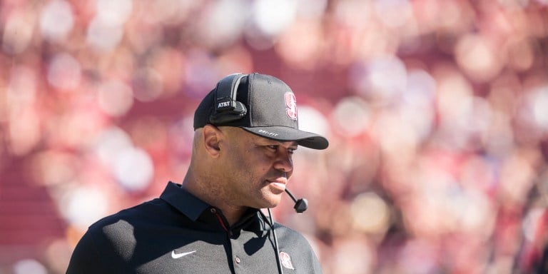 Stanford football head coach David Shaw (above) blamed himself on the offensive performance in the loss to Washington State.(DAVID ELKINSON/isiphotos.com)