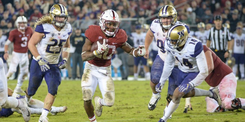 Running back Bryce Love (above) ran for 166 yards on Friday to lift the Cardinal above the Huskies. With such a performance against the best defense in the country, the junior continues his Heisman campaign. (TYLER HONG/The Stanford Daily)