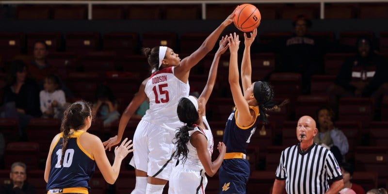 Freshman Maya Dodson is currently averaging 1.5 blocks per game for the Cardinal. As her teammates, she will need to be more aggressive in the paint and help the Cardinal grab more rebounds. (BOB DREBIN/isiphotos.com)