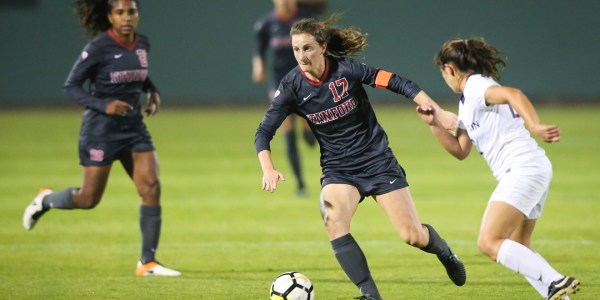 For her final game in Cagan under a Cardinal jersey, Andi Sullivan (above) paced her team in the midfield. Scoring one of the Cardinal's four goals, the senior helped Stanford punch its ticket to the College Cup. (AL CHANG/isiphotos.com)