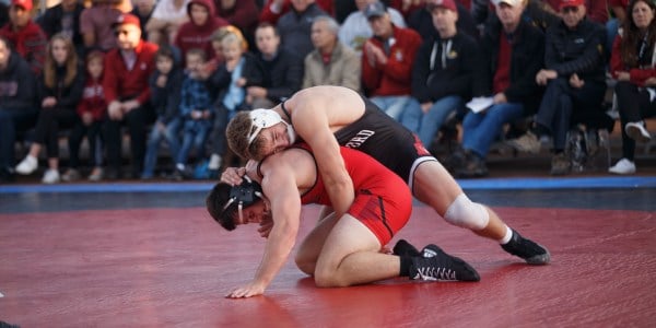 Redshirt junior Nathan Traxler (above) placed second in the 197-pound class on Nov,. 19.(DAVID ELKINSON/isiphotos.com)