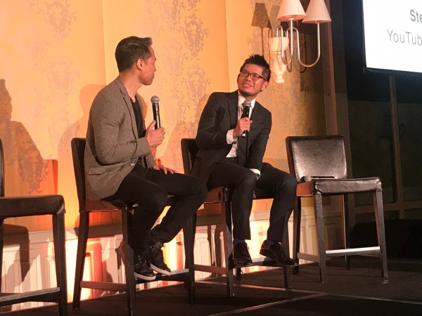 Steve Chen speaks in conversation with Richard Lui at Winston Baker's Confluence Summit. (Olivia Popp/STANFORD DAILY)