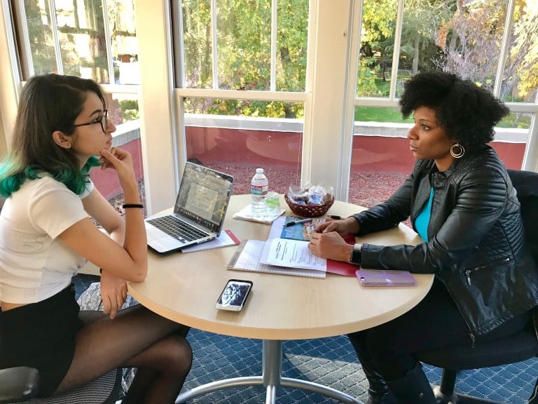 Daily reporter Surbhi Sachdeva talks with Zerlina Maxwell (Courtesy of Marcie Bianco).