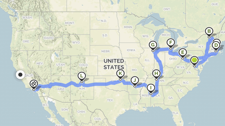 Sophia Pink's road trip path (Courtesy of Sophia Pink).