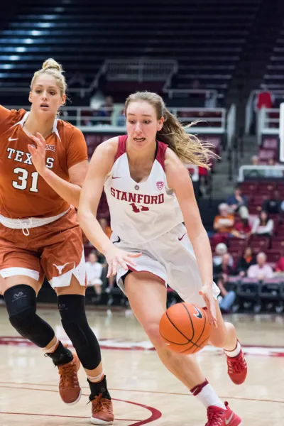 Alanna Smith (above) had three straight double-doubles against Belmont, OSU, and USF. The junior is looking to take leadership of the team in the absence of leading scorer Brittany McPhee. (RAHIM ULLAH/The Stanford Daily)