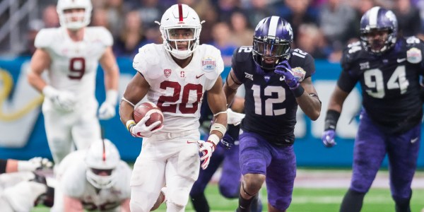 Senior running back Bryce Love (#20) has brought about extra fame to the Cardinal squad as a Heismann Tropy nominee. Love rushed for 2,118 yards and scored 19 touchdowns last year. (DAVID BERNAL/isiphotos.com)