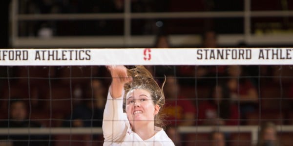 Senior opposite Merete Lutz had a game-high 19 kills on Dec. 14. Her efforts, however, were not enough to lift the Cardinal over the Gators. (ERIN CHANG/isiphotos.com)