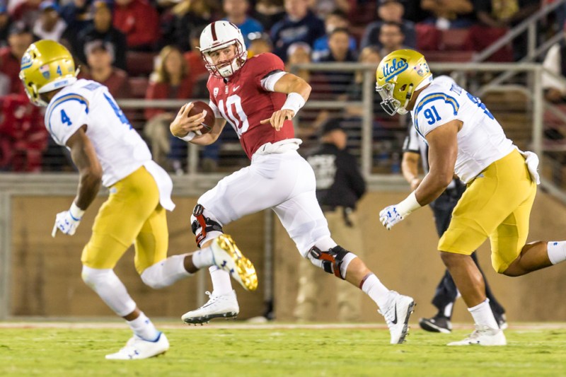 Senior quarterback Keller Chryst (above) announced on Twitter that he will transfer to an unspecified school for his final year of eligibility. Chryst threw for 1,926 yards and 19 touchdowns over the course of his Stanford career. (SYLER PERALTA-RAMOS/The Stanford Daily)
