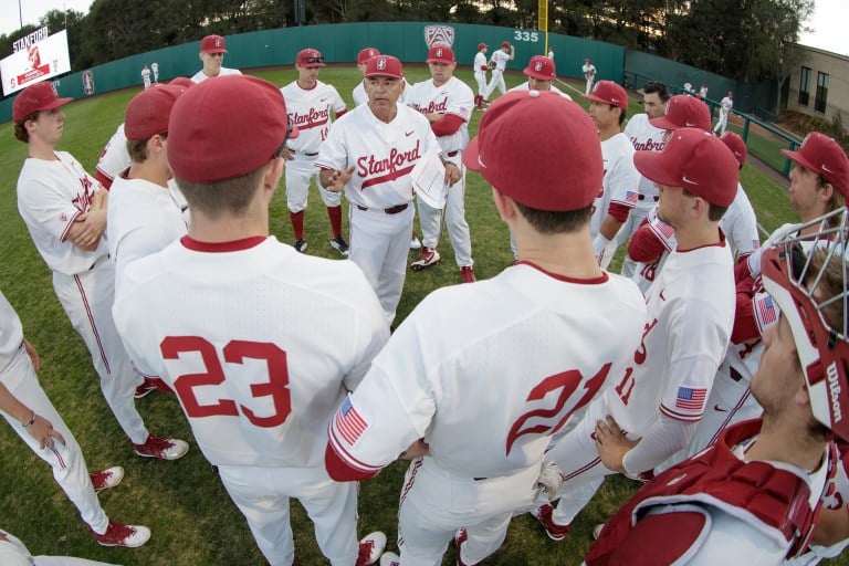 Stanford baseball head coach David Esquer (middle) begins his tenure with the Cardinal with a 4-0 record. Before practice on Wednesday, he talks about what he liked from his team.(BOB DREBIN/isiphotos.com)