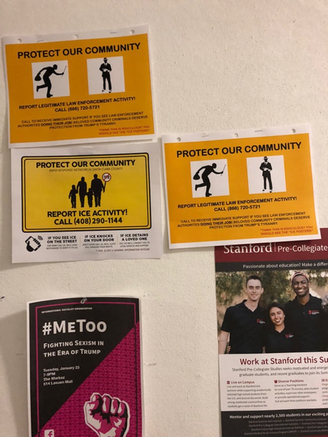 Posters highlighting the tension between free speech and inclusion caused controversy in Kimball Hall. (Courtesy of Andrew Todhunter)