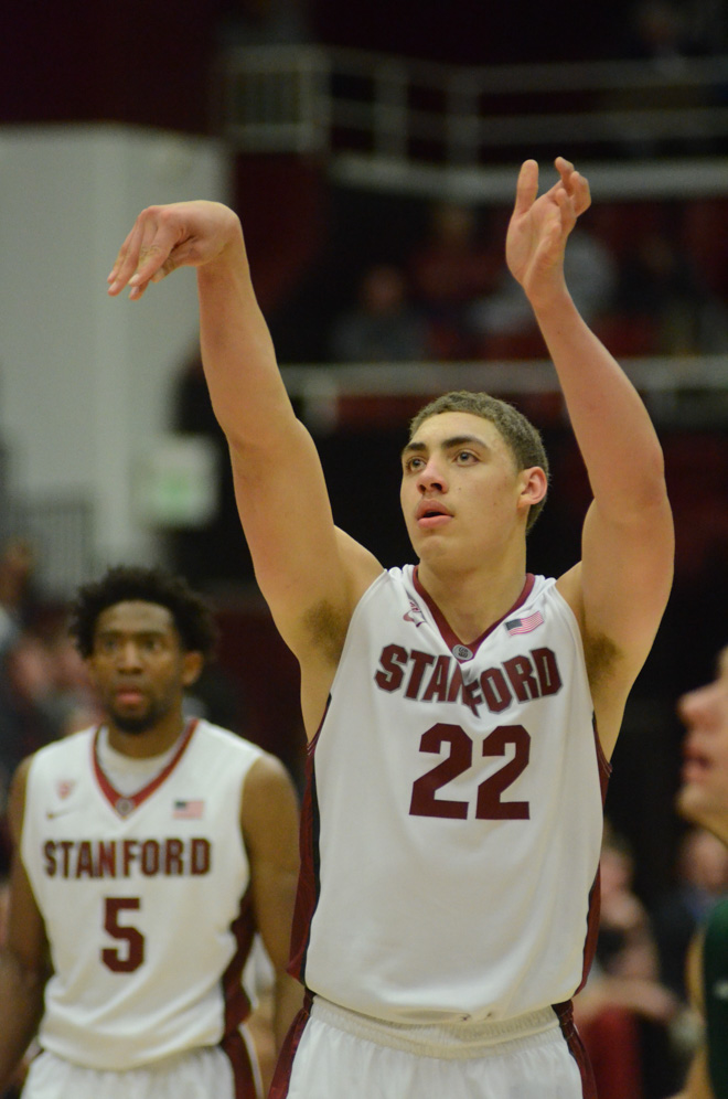 The Cardinal’s home victory over the Beavers was lead by senior Reid Travis, who had a 24 point game with 9 rebounds. Travis opened the game with four of Stanford’s first five buckets and stayed strong the rest of the game. (LAUREN DYER/The Stanford Daily)