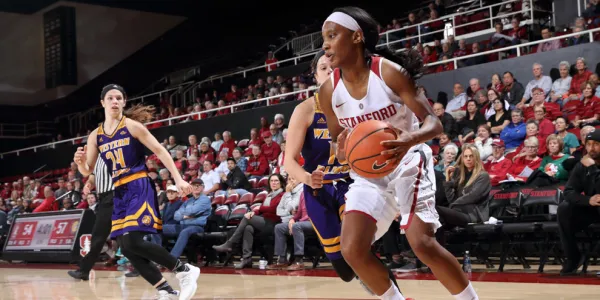 Freshman guard Kiana Williams (right) was impressive for the Cardinal once again, scoring a career-high 26 points in the 74-69 win over Cal.(BOB DREBIN/isiphotos.com)