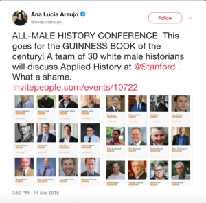 History conference draws fire for featuring 30 white men as speakers