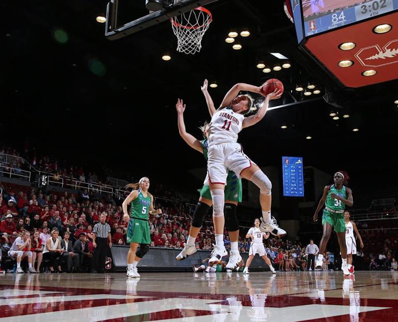 Junior forward Alanna Smith (11) scored 28 points and pulled in 12 rebounds for a double-double in the 90-70 win over FGCU.(Courtesy of Stanford Athletics)