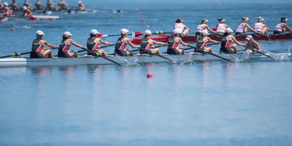 The Stanford women's lightweight team hosted a dual meet against Princeton. The varsity eight boat (above) won their race with a time of 6:30.96.