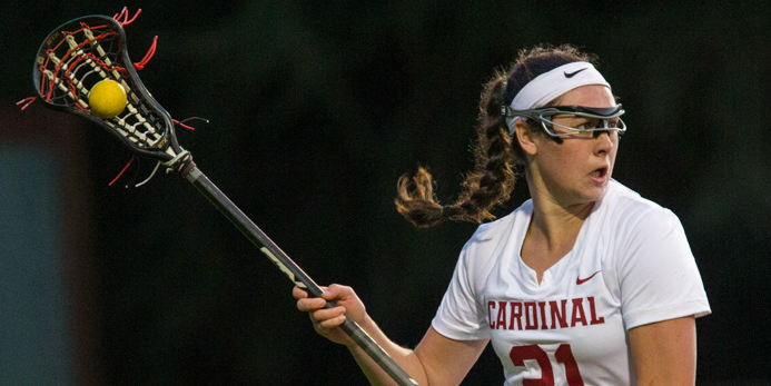 Grad student attacker Kelsey Murray played a pivotal role in Thursday night's game against UC Davis, finishing the evening with four total points, seven shots on goal and two turnovers.(JOHN P. LOZANO/Stanford Athletics)