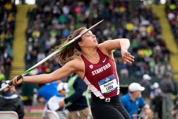 Senior Mackenzie Little (above), the reigning NCAA javelin champion, competes in her first meet since winning the title last year. She joins 30 other Stanford athletes at the Hornet Invitational on Friday and Saturday. (Courtesy of Stanford Athletics)