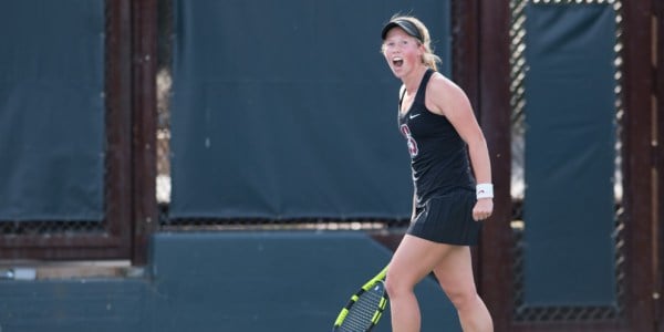 Sophomore Emily Arbuthnott (above) has won her last nine matches for Stanford women's tennis, contributing greatly to the team's eight game winning streak. (LYNDSAY RADNEDGE/isiphotos.com)