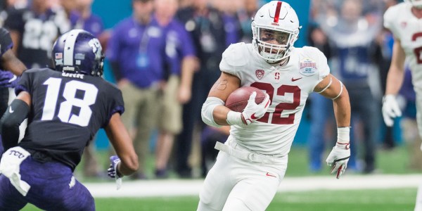 Senior running back Cameron Scarlett had 112 yards and a touchdown in Saturday's spring game at Cagan Stadium. Scarlett figures to be a large part of the Cardinal offense alongside fellow running back Bryce Love. (DAVID BERNAL/isiphotos.com)