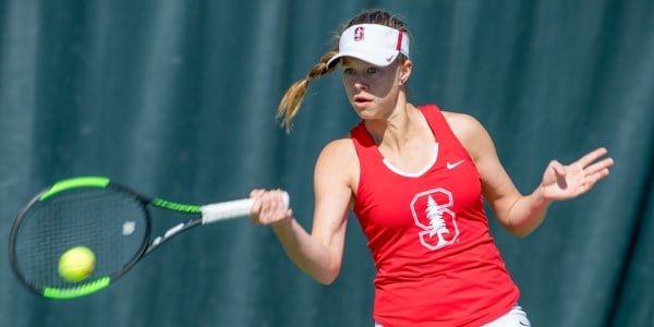 Freshman Michaela Gordon (above) is currently ranked No. 22 in the nation, and won her singles match against Cal to clinch the Cardinal victory. She will have the chance to prove herself on a larger stage at the Pac-12 championships this weekend. (LYNDSAY RADNEDGE/isiphotos.com)