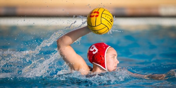 Freshman 2-meter Aria Fischer joined sister Makenzie this year as a star member of the women's water polo team. Aria has been a major contributor, along with returning players such as her sister, Kat Klass and others. (ERIN CHANG/Stanford Athletics)