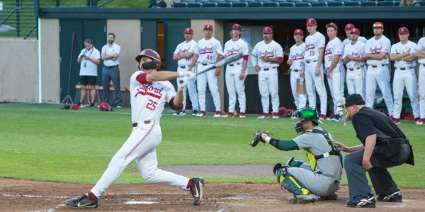 Sophomore first baseman Andrew Daschbach notched one of two home runs against Cal in the final game of the series, the other coming from freshman Tim Tawa. Daschbach leads the team in runs. (JOHN P. LOZANO/Stanford Athletics)