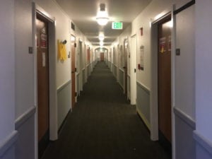 Hallway in a frosh dorm