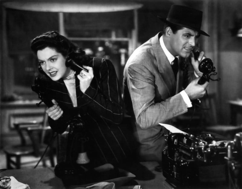 Hot off the presses: Rosalind Russell and Cary Grant in Howard Hawks' "His Girl Friday." Photo: Columbia/1940 and Dr. Macro.