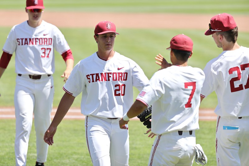 Freshman starter Brendan Beck (20) pitched a season-high 6.2 innings, striking out one batter and allowing only two earned runs in the 4-2 victory over Baylor to stave off elimination.(Courtesy of Stanford Athletics)