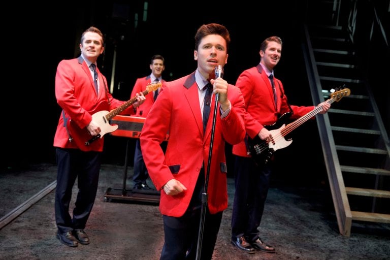 (Left to right) Corey Greenan, Tommaso Antico, Jonny Wexler and Chris Stevens in "Jersey Boys." (Courtesy of Joan Marcus)