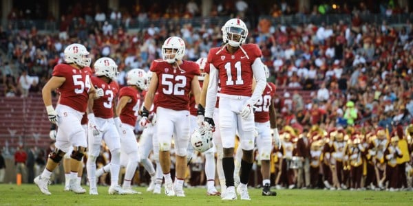 Sophomore cornerback Paulson Adebo (#11 above) leads the FBS in passes deflected with 11. He will be an instrumental part of taking down Notre Dame on Saturday. (MICHAEL SPENCER/The Stanford Daily)