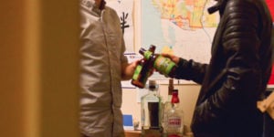 Students drinking in a dorm