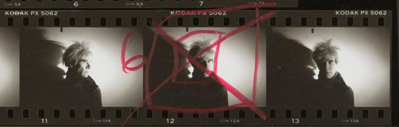 This contact sheet is one of many on view at the Cantor Arts Center (courtesy of The Andy Warhol Foundation).
