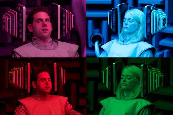 Emma Stone and Jonah Hill play a plethora of different personas in "Maniac" (courtesy of Netflix).