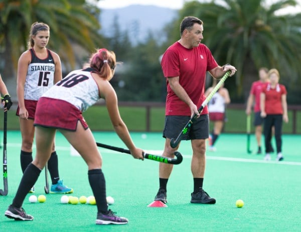 Sophomore Madison Connell (#15 above) scored her first collegiate goal in the Cardinal's 3-0 shutout in yesterday's game against UC Davis, improving the women's field hockey team's record to 5-0 in conference play. (JOHN P. LOZANO/isiphotos.com)