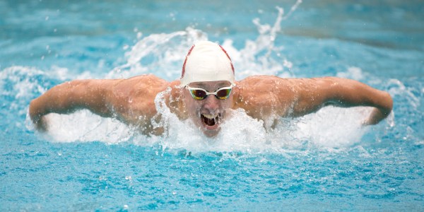 Senior Brad Zdroik competes in the 200-m fly during Tuesday's dual meet against Utah. Zdroik won two races as the Cardinal won by an aggregate score of 190-105.