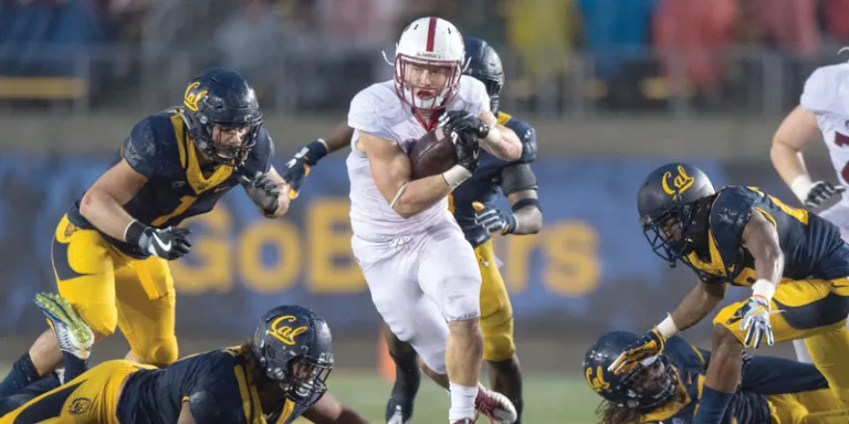 Christian McCaffrey runs with the ball during a game against Cal.