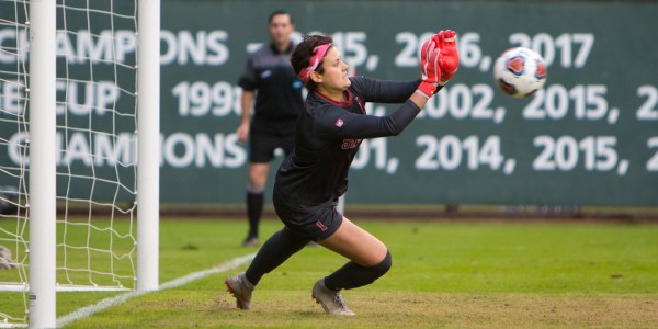 Senior goalkeeper Alison Jahansouz (above) played her final game at Cagan Stadium to take down the Tennessee Volunteers. She had a remarkable save on a penalty kick to keep the Cardinal on a shutout. (AL CHANG/isiphotos.com)